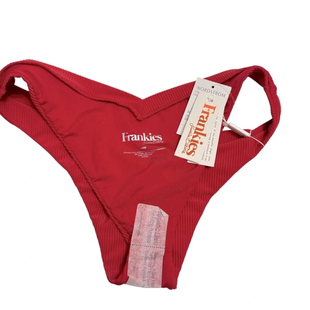 NEW Frankies Bikinis Austin‎ Ribbed Bottom in Cherry Red women’s Sz L